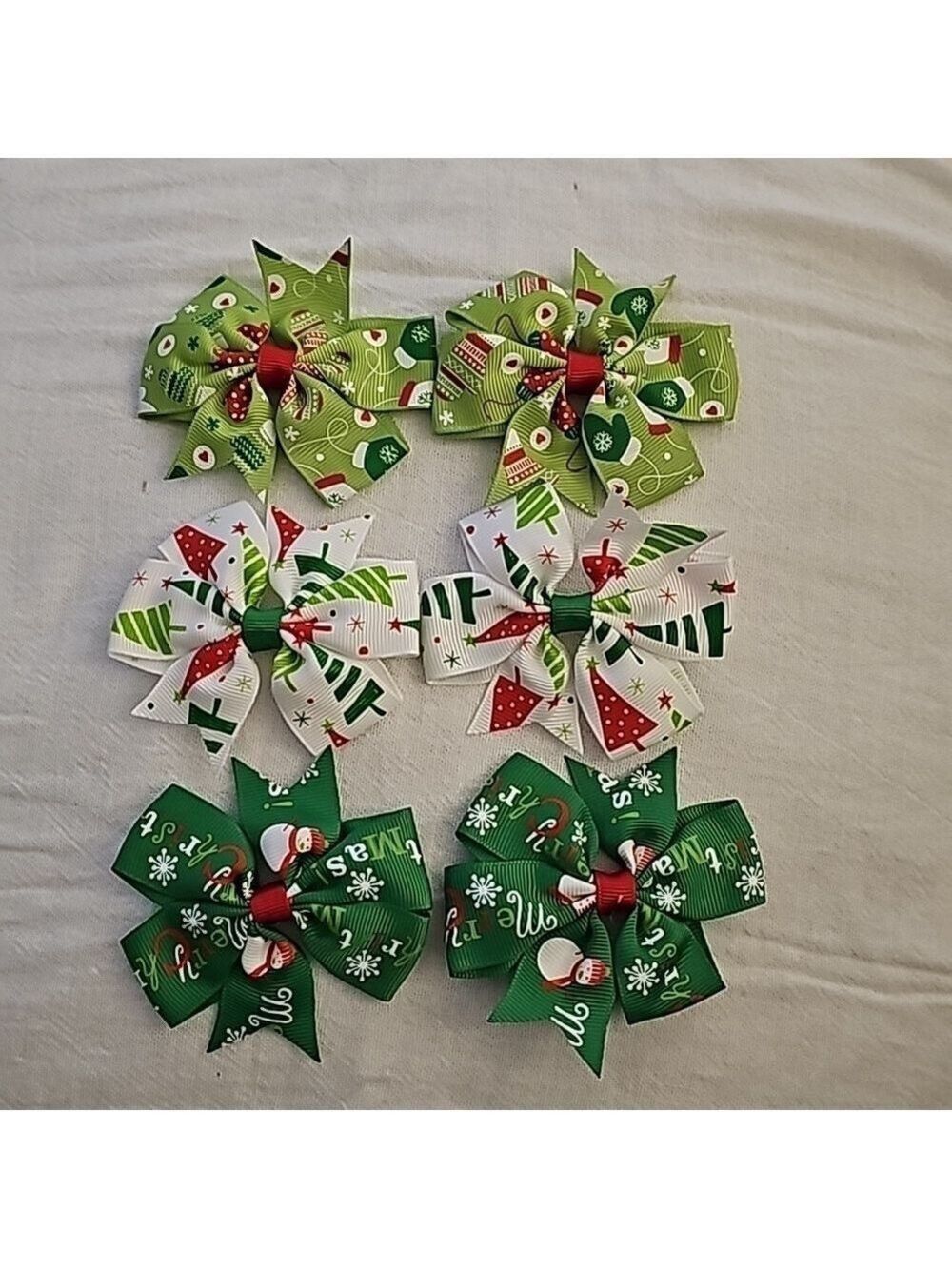 Three pair of christmas hairbows